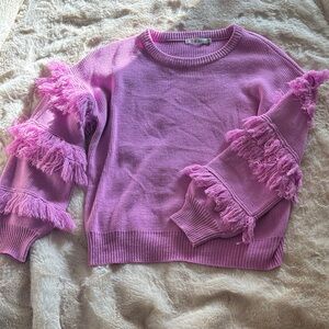 Essue Lavender Fringed Sweater